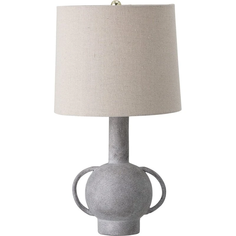 Bloomingville Lampa Stołowa Kean, szara, terakota z lnianym kloszem