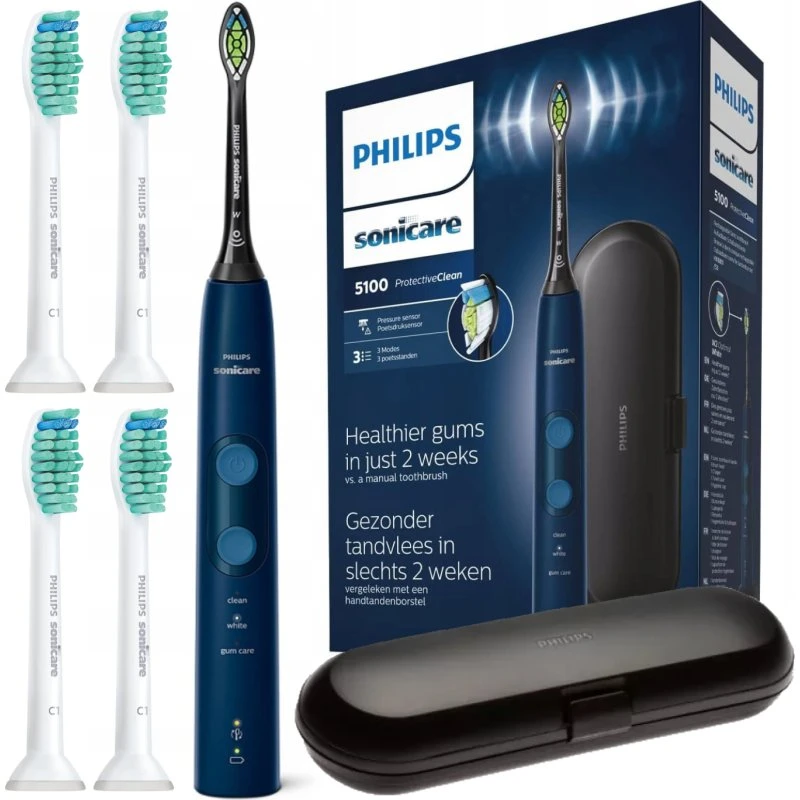 Philips Sonicare HX6851/53 ProtectiveClean 5100 Granatowa + 4 Końcówki