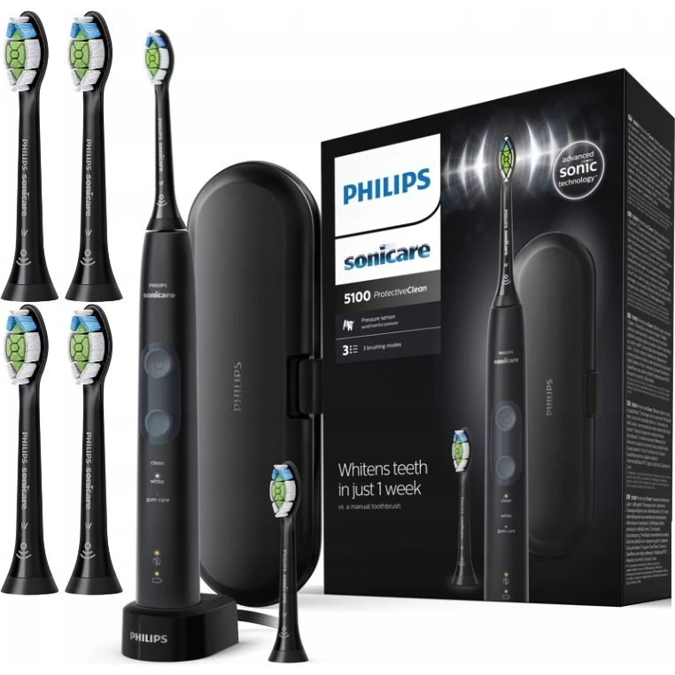 Philips Sonicare Protective Clean 5100 HX6850/47 Czarna + 4 Końcówki
