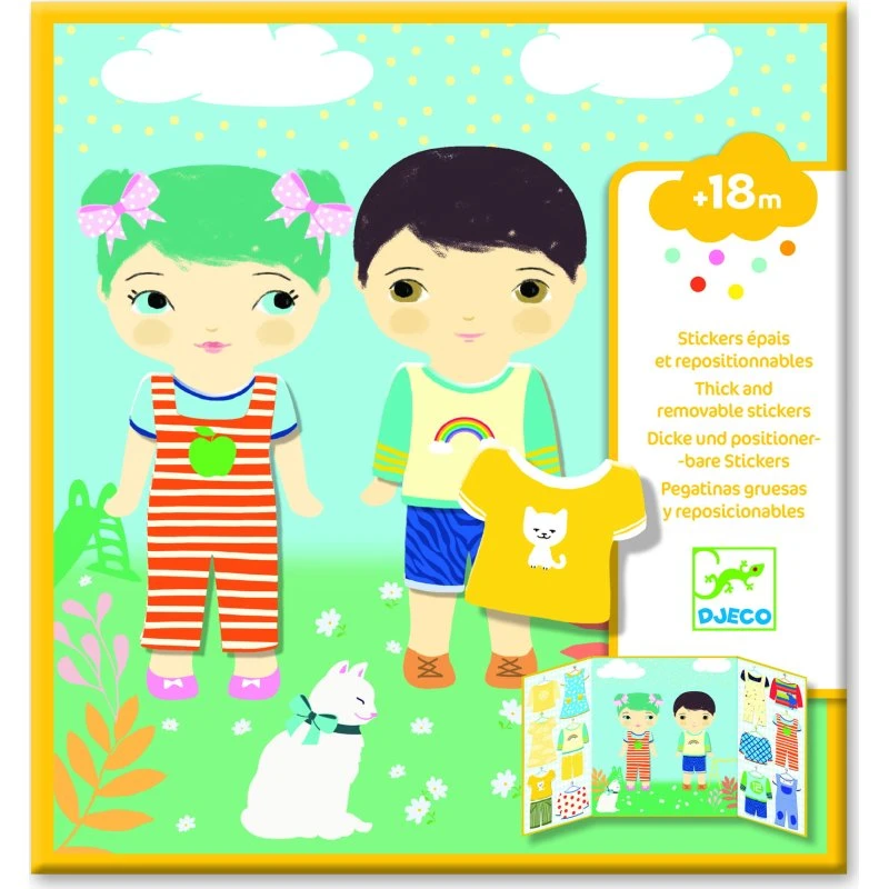 Djeco Naklejki wielokrotnego użytku Ubrania 18 m-cy