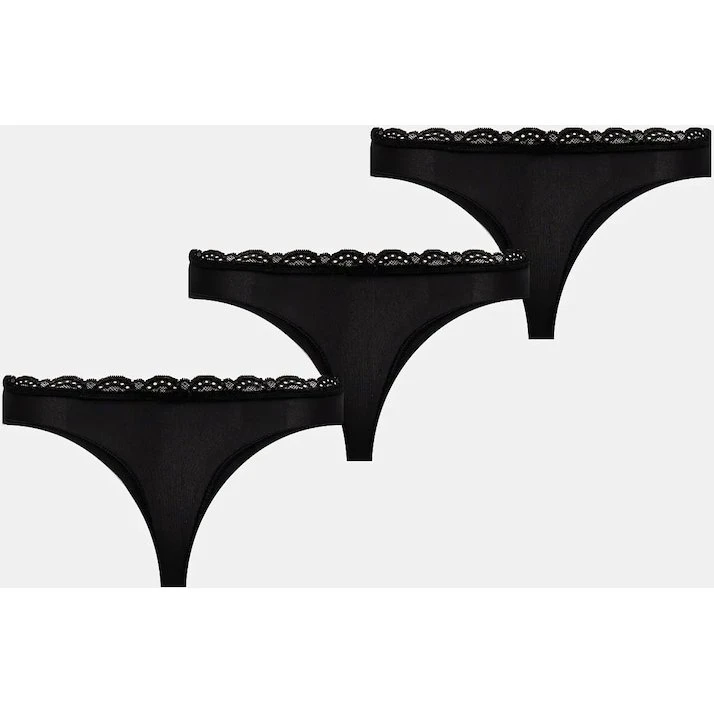Calvin Klein Underwear stringi z nadrukiem 3-pack czarny