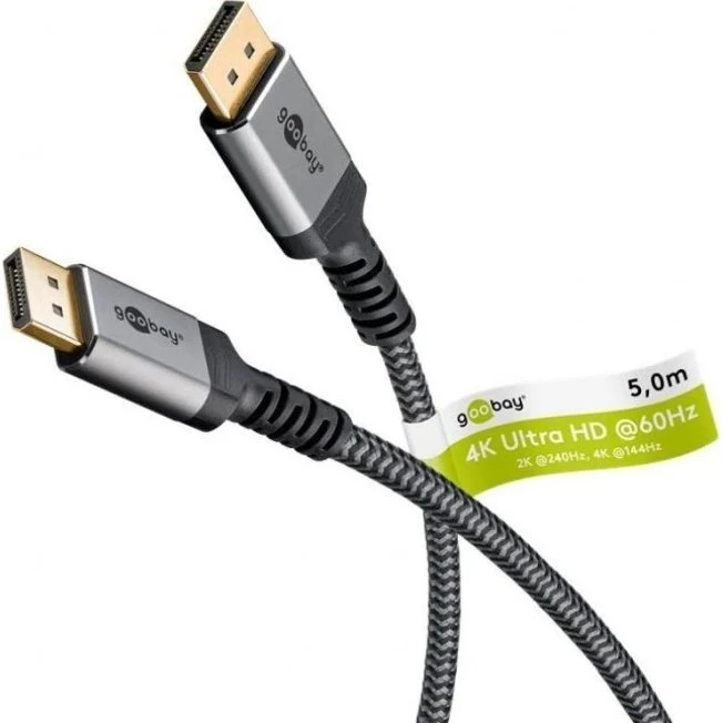 Goobay Plus Kabel DisplayPort 1.4 8K 60Hz, 5m, Sharkskin Grey