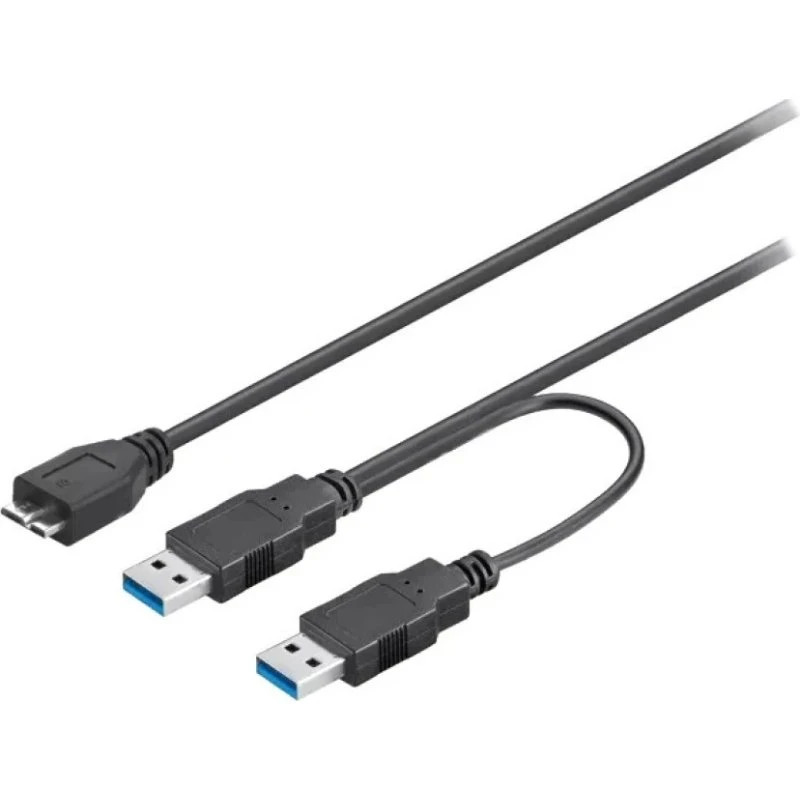 Goobay Kabel USB 3.0 Dual Power 0.3m Czarny
