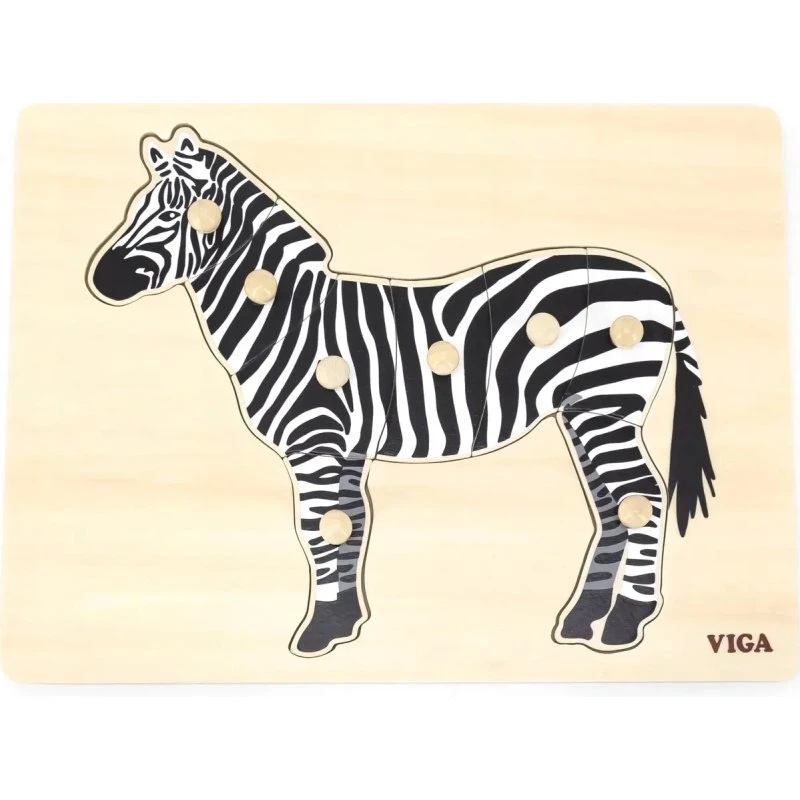 Viga Drewniane Puzzle Montessori Zebra 18m+