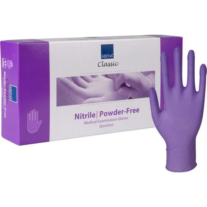 Abena Rękawiczki Nitrylowe Bezpudrowe Fioletowe XS 100 szt.