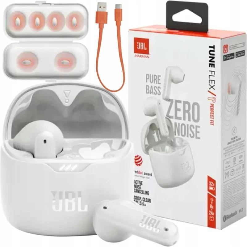 JBL Tune Flex Czarne Słuchawki Bezprzewodowe ANC z Bluetooth 5.2