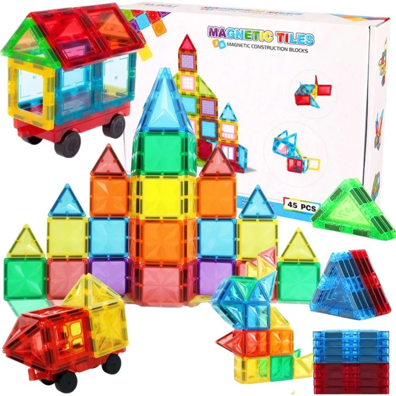 Rainbow Magnetic Tiles 3D, zestaw 45 elementów, duży