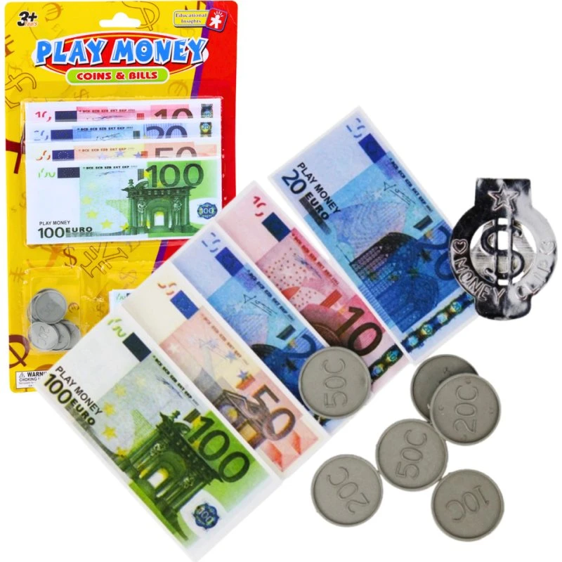 Kiddo Euro Zestaw Pieniądz Zabawkowych Banknotów i Monet
