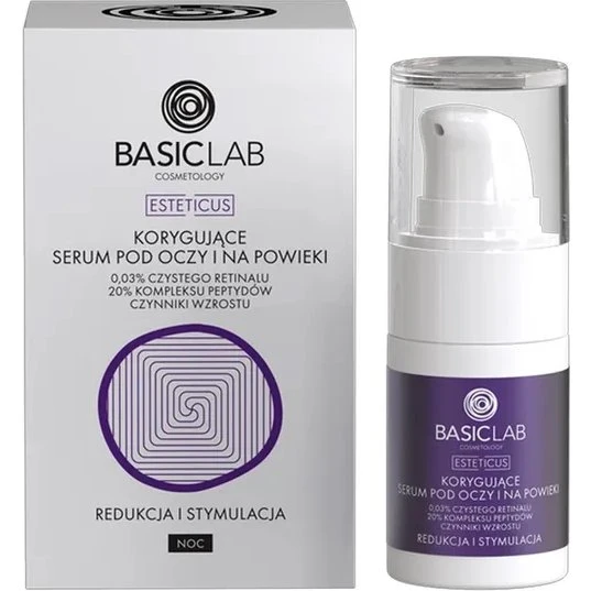BasicLab Redukcja i Stymulacja Serum Pod Oczy z Retinalem 0,03%, 15 ml