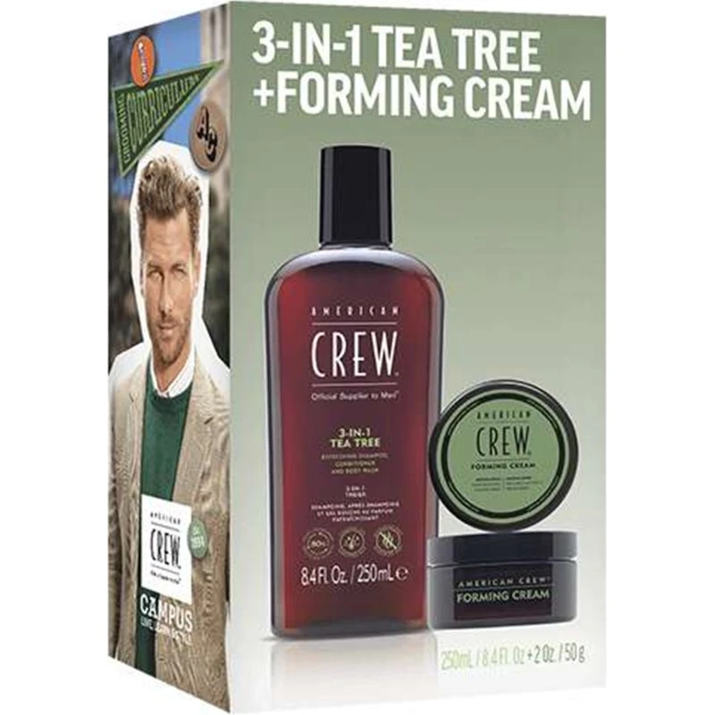 American Crew 3-IN-1 Tea Tree Holiday Duo: Szampon 3w1 250ml + Krem 50g