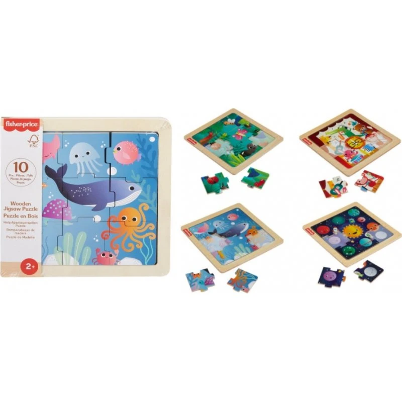 Fisher-Price Drewniane Puzzle Kolekcja Mix 4 Motywy