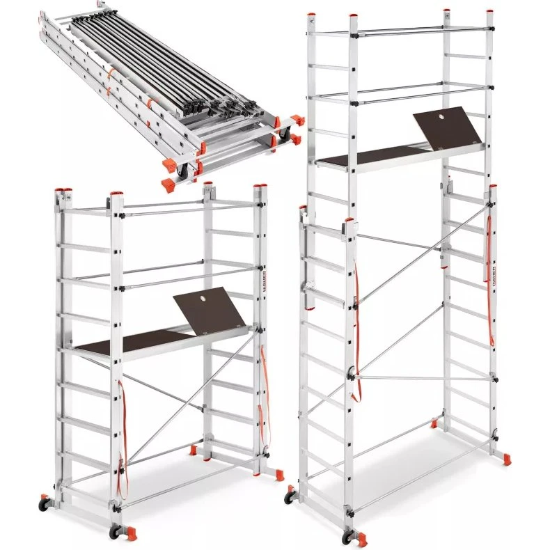 HIGHER Velly 2x7 Rusztowanie Aluminiowe Jezdne Składane 3,85 m