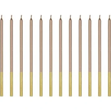 PartyDeco Świeczki Urodzinowe Złote 14 cm, 12 szt