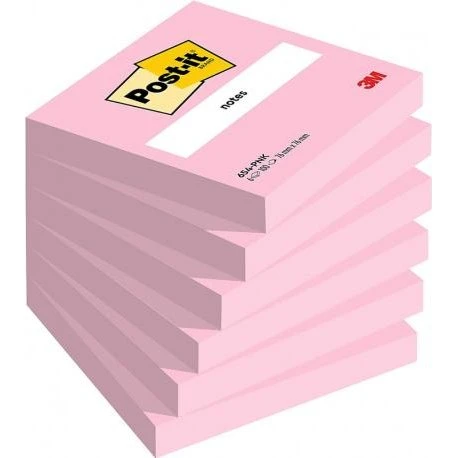 Post-it Bloczek Samoprzylepny 76x76mm, Jaskrawy Różowy, 6x100 kartek