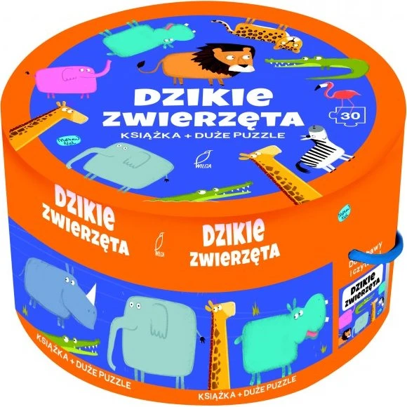 Puzzle 30 na okrągło + Książka Dzikie Zwierzęta