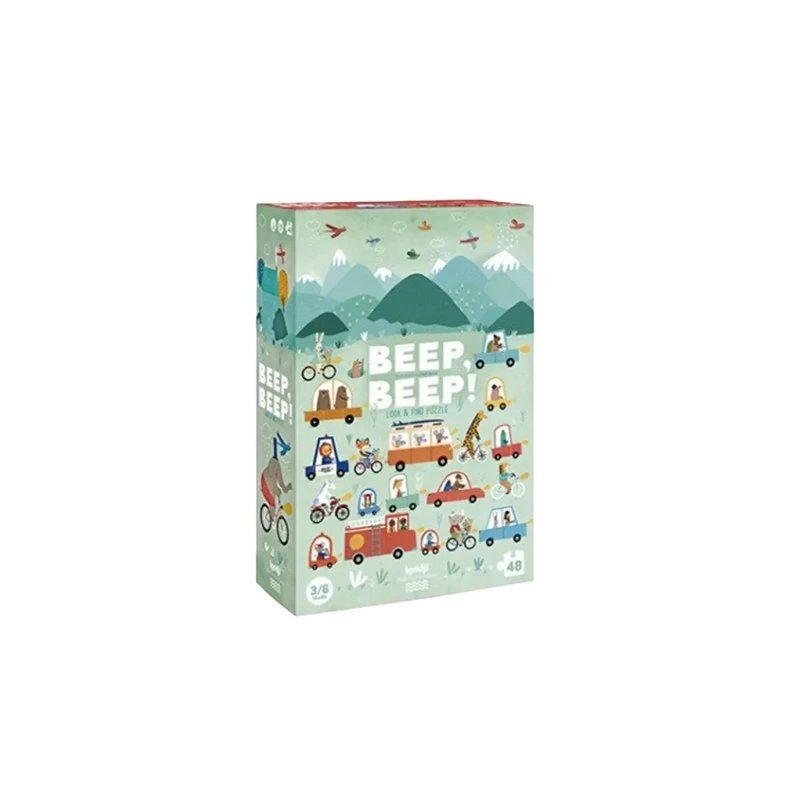Londji Beep Beep! Puzzle 48 elementów z samochodami