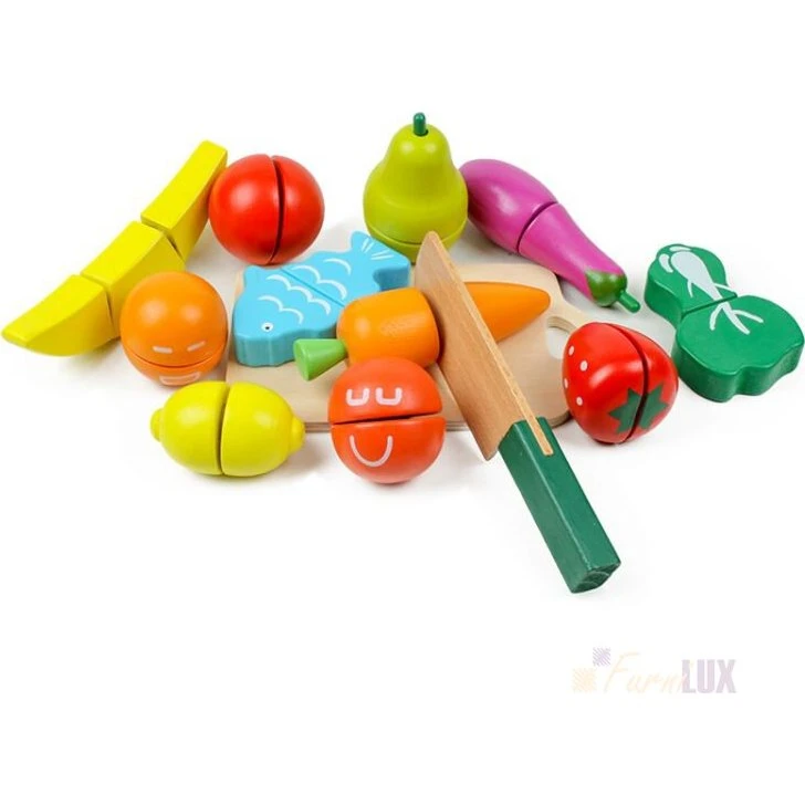 ECOTOYS Drewniane owoce i warzywa do krojenia 13 szt.