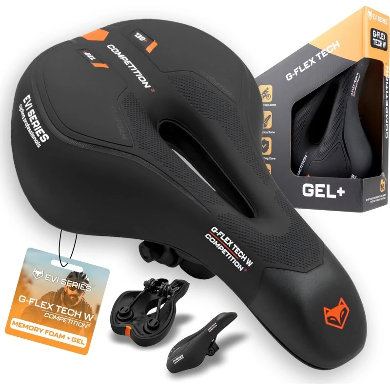 Siodło rowerowe żelowe TECH W, ergonomiczne, antywstrząsowe