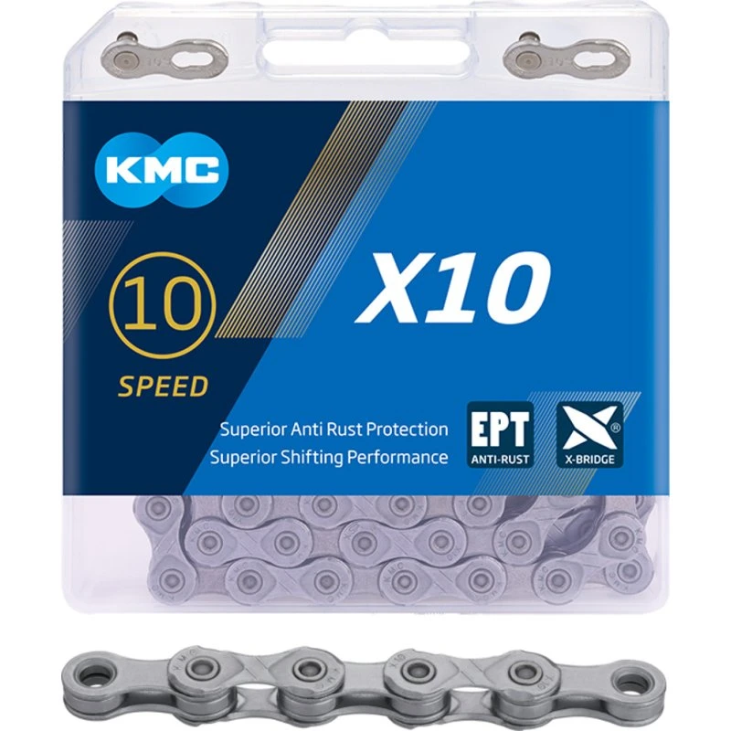 KMC X10 EPT srebrny łańcuch 10-rzędowy