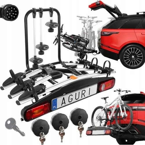 Aguri Active Bike 3 - Bagażnik na hak 3 rowery, srebrny