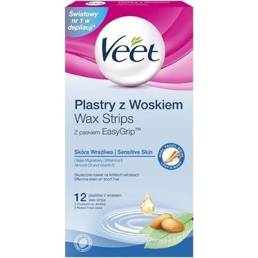 Veet Easy-Gel Plastry z woskiem Skóra wrażliwa 12 szt