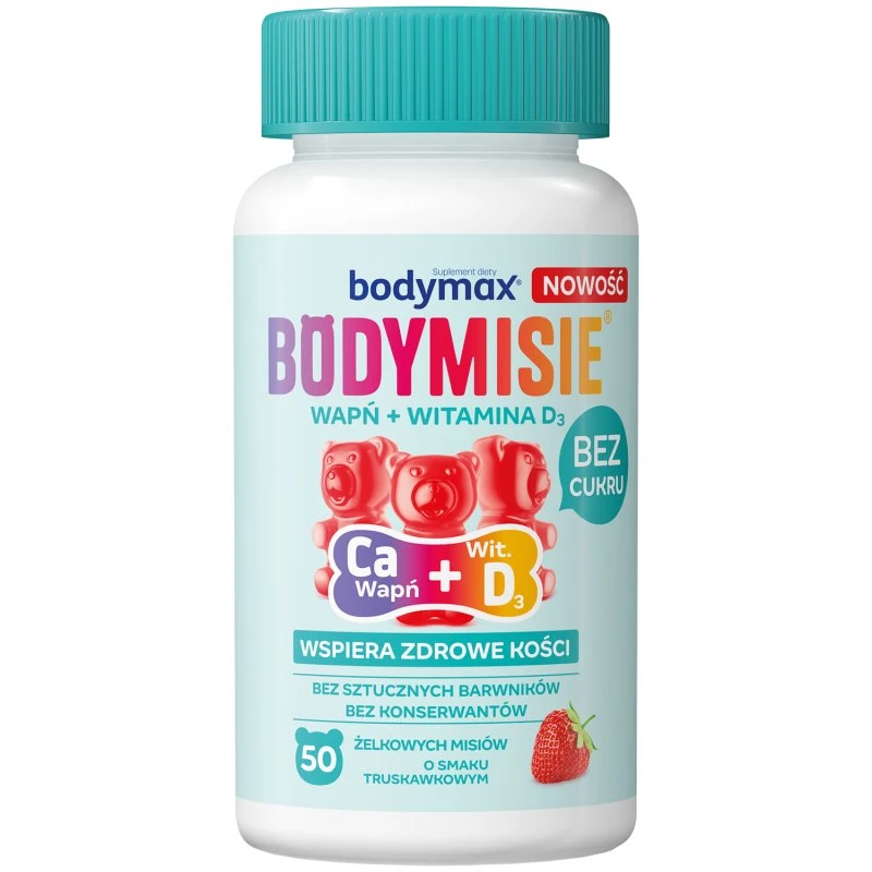 Bodymax Bodymisie Wapń + D3 żelki truskawkowe, 50 szt.