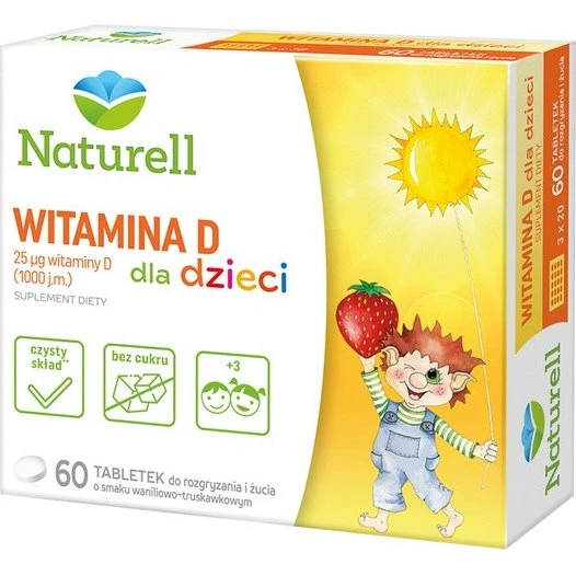 Naturell Witamina D dla Dzieci 25 mcg, 60 tabletek