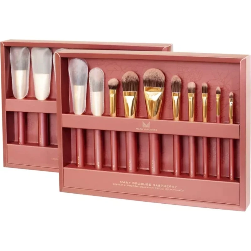 Many Brushes Raspberry – zestaw 21 wegańskich pędzli do makijażu
