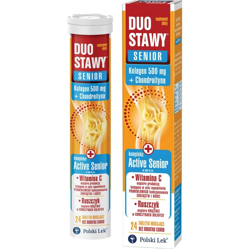 Duo Stawy Senior Tabletki Musujące, 24 szt., bez cukru