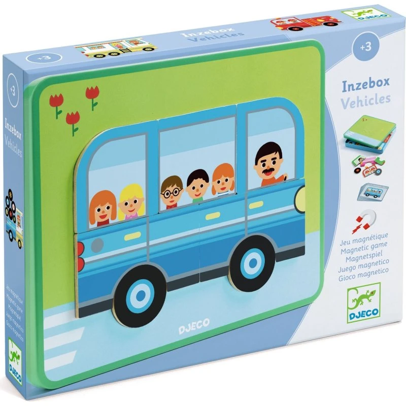 Djeco Inzebox Magnetyczne Puzzle Pojazdy