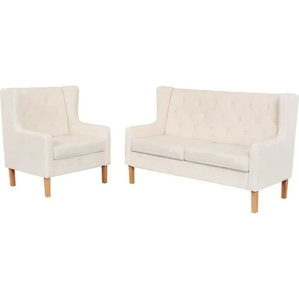 vidaXL Zestaw wypoczynkowy sofa 3-osobowa i fotel, kremowy