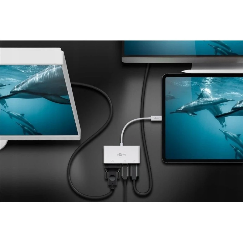 Goobay Multi Adapter USB-C™ VGA/DisplayPort/HDMI Biały
