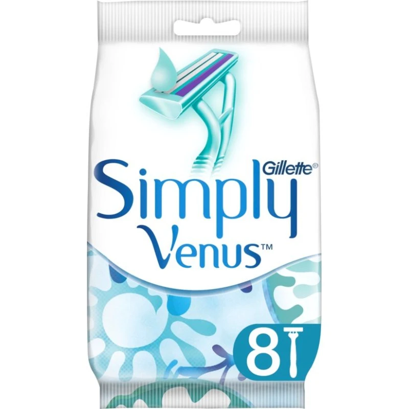 Gillette Simply Venus 2 Jednorazowe Maszynki do Golenia 8 szt. Biały/Niebieski