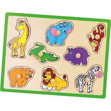Viga 50019 Puzzle Zwierzęta ZOO - drewniane układanki z uchwytami