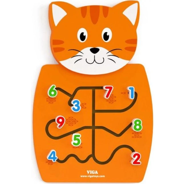 Viga Toys Kotek - Drewniana Tablica Manipulacyjna Montessori
