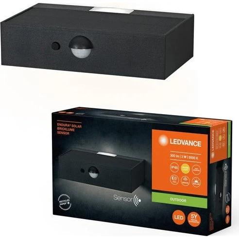Endura Solar LED Kinkiet 13,8 cm czarny z czujnikiem dnia i nocy