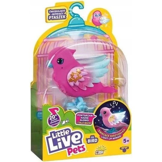 Little Live Pets Ptaszek Interaktywny Różowy z Świecącymi Skrzydłami
