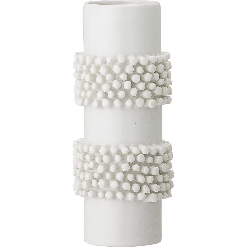 Bloomingville Wazon Barrit 20,5 cm biały kamionka