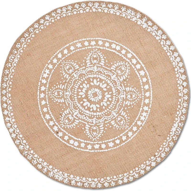 MANDALA Jutowa podkładka na stół Ø 38 cm, naturalna beż