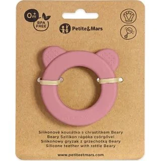 PETITE&MARS Gryzak Silikonowy Beary Dusty Rose 0m+