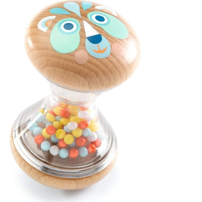BABYSABLI Grzechotka drewniana z misiem, FSC, +3 msc