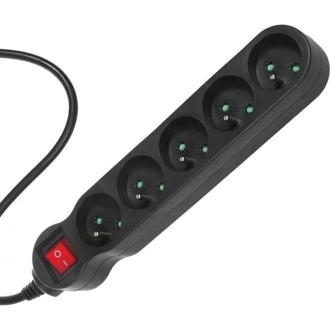 Maclean Energy MCE185, listwa zasilająca 5 gniazd, 5 m, czarna, 2300W