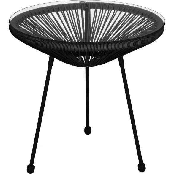 Springos Stolik Ogrodowy Rattanowy 50 cm, Czarny