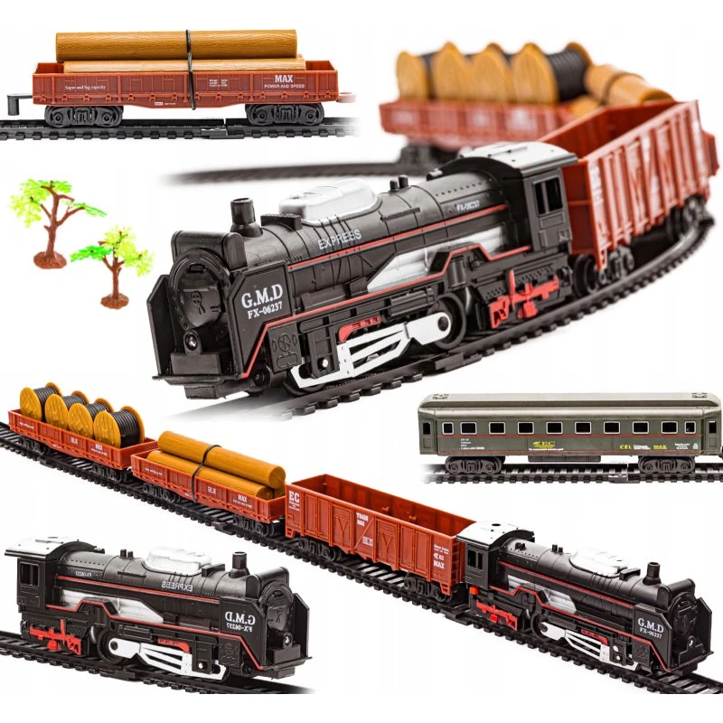 Rail King Realistyczna Kolejka Parowóz + 3 Wagony