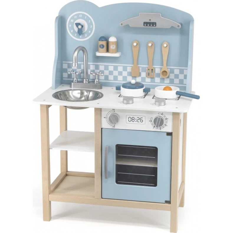 VIGA PolarB Drewniana Kuchnia z Akcesoriami Silver-Blue 44047
