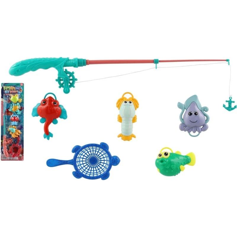 Teddies Ryba łowna z wędką 45 cm, 4 kolory