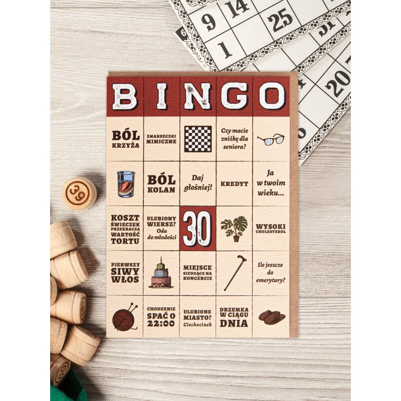 Nadwyraz.com Kartka Bingo 30. urodziny
