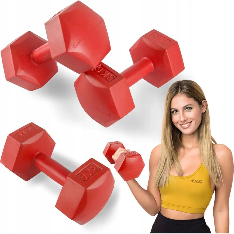 4FIZJO Hantelki Bitumiczne 2x3 kg Czerwone