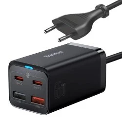 Baseus GaN3 Pro 65W, 2x USB-C PD, 2x USB, czarna