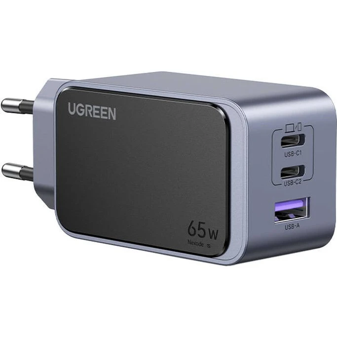 UGREEN Nexode Air 65W, 1x USB-A, 2x USB-C, szara
